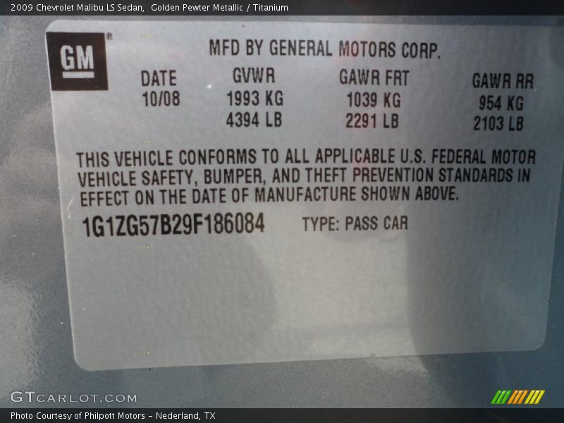 Golden Pewter Metallic / Titanium 2009 Chevrolet Malibu LS Sedan