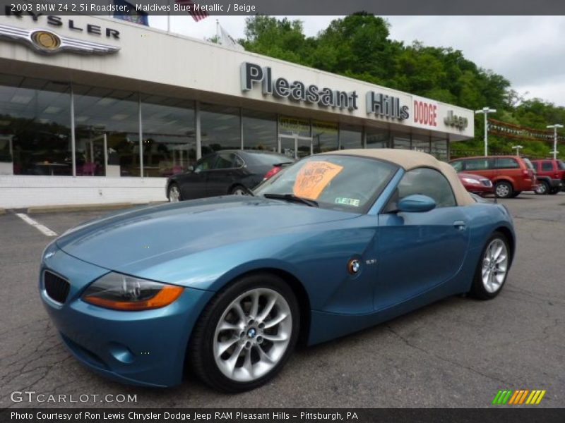 Maldives Blue Metallic / Beige 2003 BMW Z4 2.5i Roadster
