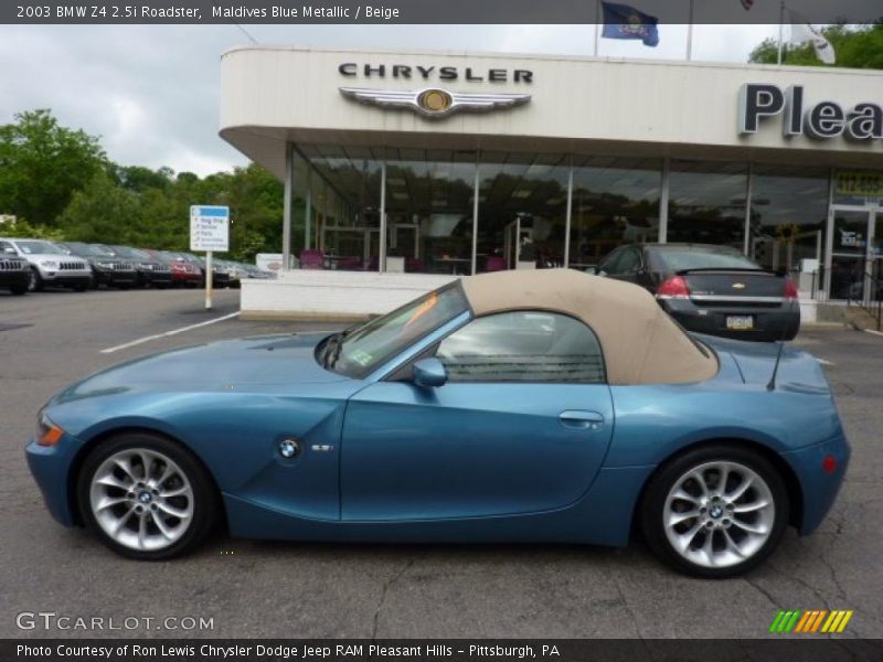 Maldives Blue Metallic / Beige 2003 BMW Z4 2.5i Roadster