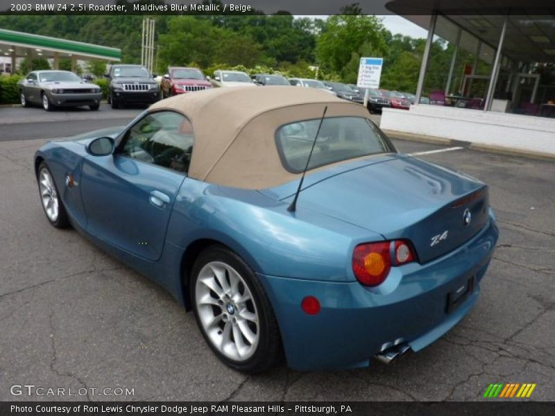 Maldives Blue Metallic / Beige 2003 BMW Z4 2.5i Roadster