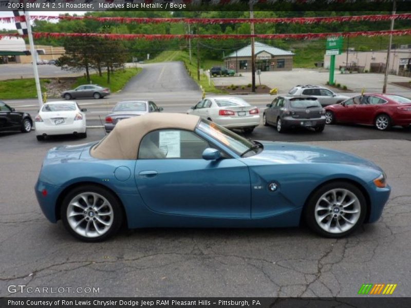 Maldives Blue Metallic / Beige 2003 BMW Z4 2.5i Roadster