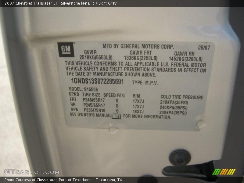 Silverstone Metallic / Light Gray 2007 Chevrolet TrailBlazer LT