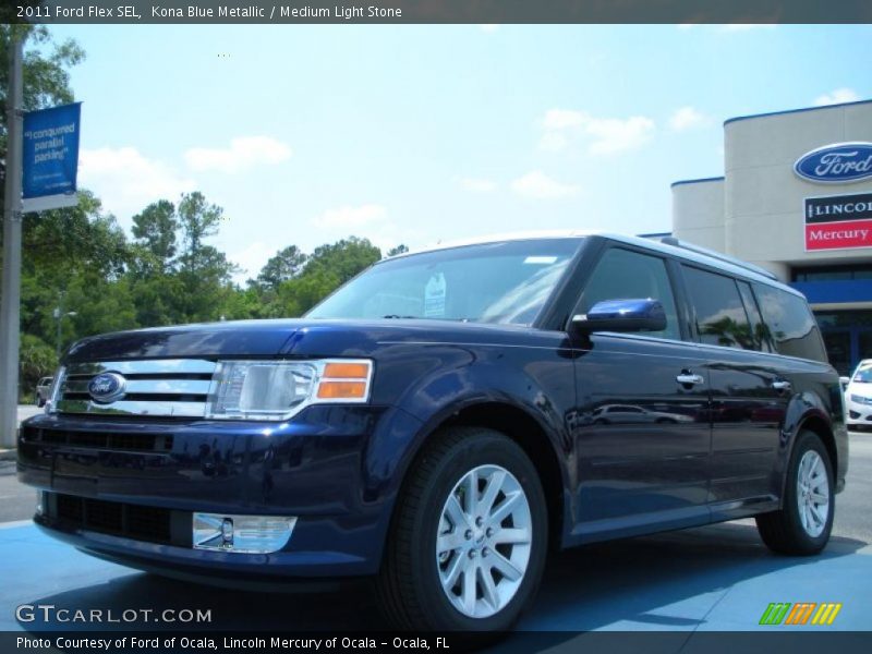 Kona Blue Metallic / Medium Light Stone 2011 Ford Flex SEL