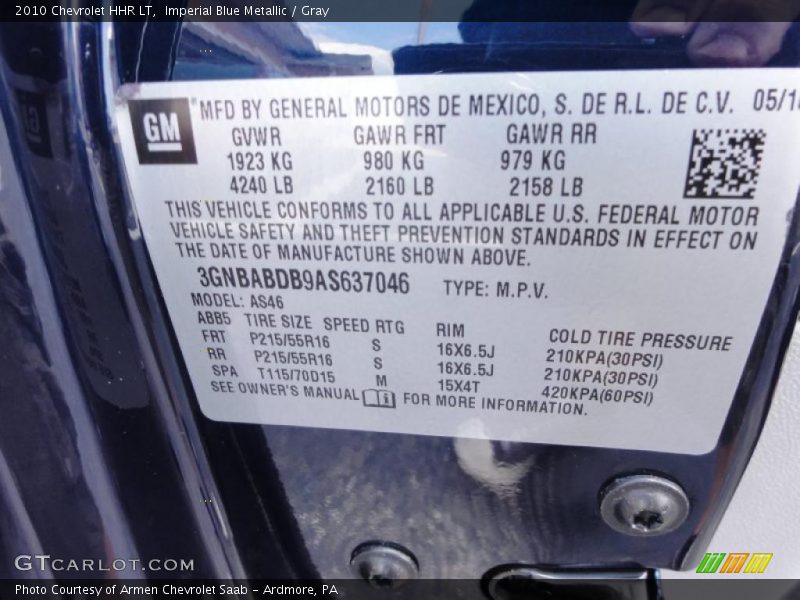 Imperial Blue Metallic / Gray 2010 Chevrolet HHR LT