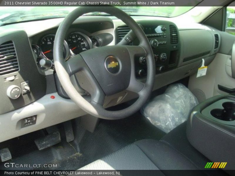Summit White / Dark Titanium 2011 Chevrolet Silverado 3500HD Regular Cab Chassis Stake Truck