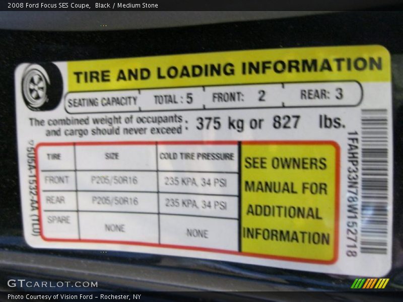 Black / Medium Stone 2008 Ford Focus SES Coupe