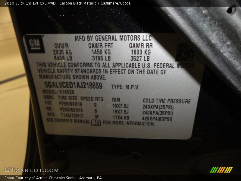 Carbon Black Metallic / Cashmere/Cocoa 2010 Buick Enclave CXL AWD