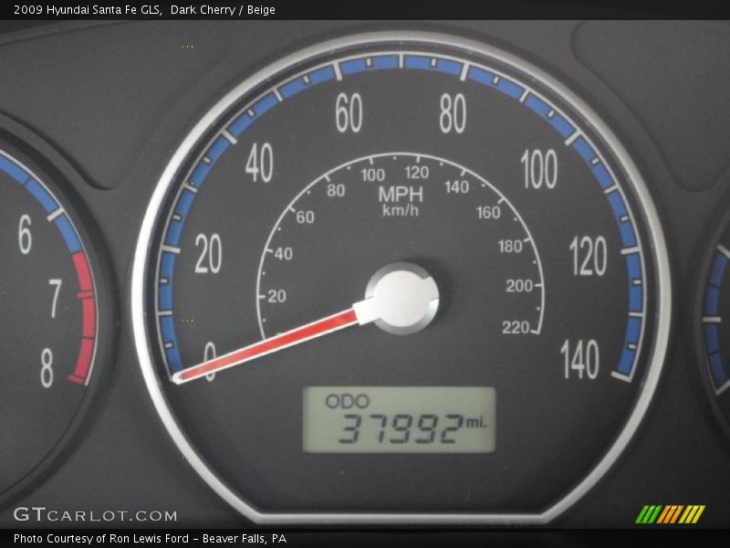 Dark Cherry / Beige 2009 Hyundai Santa Fe GLS
