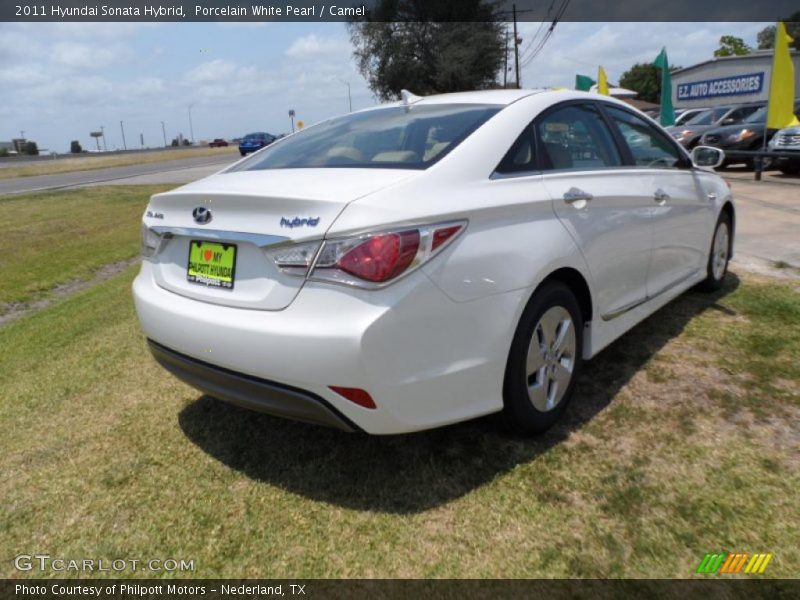 Porcelain White Pearl / Camel 2011 Hyundai Sonata Hybrid
