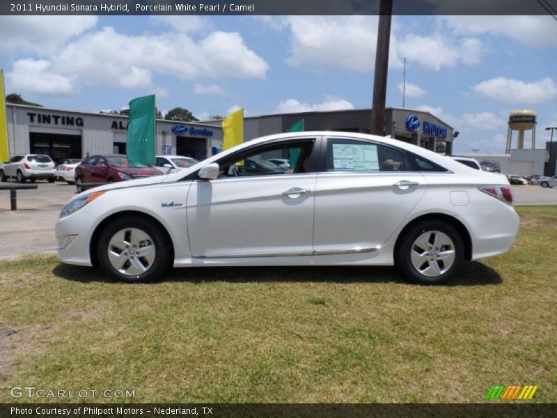 Porcelain White Pearl / Camel 2011 Hyundai Sonata Hybrid
