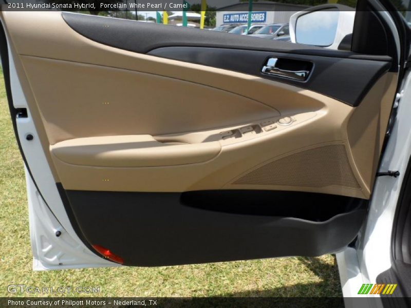 Porcelain White Pearl / Camel 2011 Hyundai Sonata Hybrid