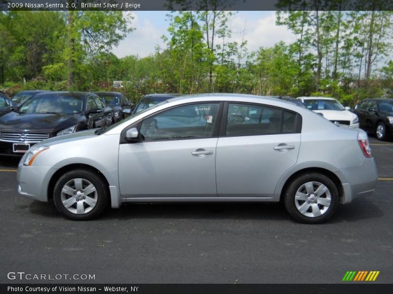 Brilliant Silver / Beige 2009 Nissan Sentra 2.0