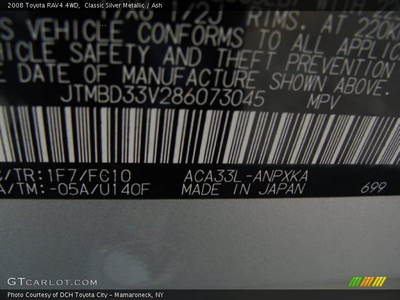 Classic Silver Metallic / Ash 2008 Toyota RAV4 4WD