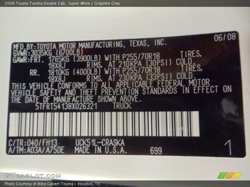 Super White / Graphite Gray 2008 Toyota Tundra Double Cab