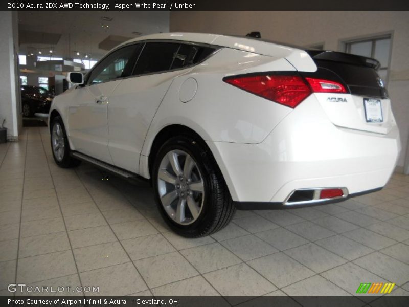 Aspen White Pearl / Umber 2010 Acura ZDX AWD Technology