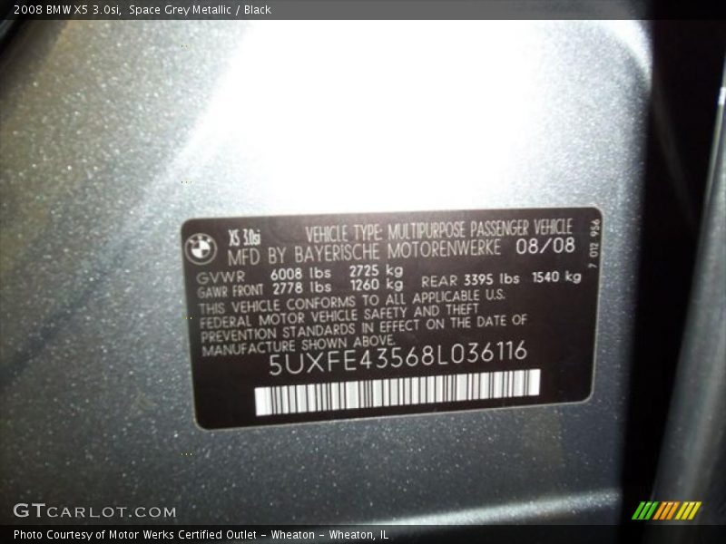 Space Grey Metallic / Black 2008 BMW X5 3.0si