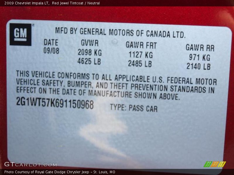 Red Jewel Tintcoat / Neutral 2009 Chevrolet Impala LT