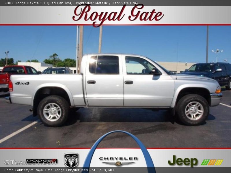 Bright Silver Metallic / Dark Slate Gray 2003 Dodge Dakota SLT Quad Cab 4x4