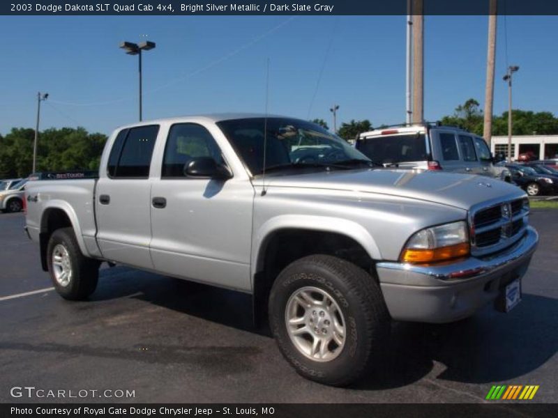 Bright Silver Metallic / Dark Slate Gray 2003 Dodge Dakota SLT Quad Cab 4x4