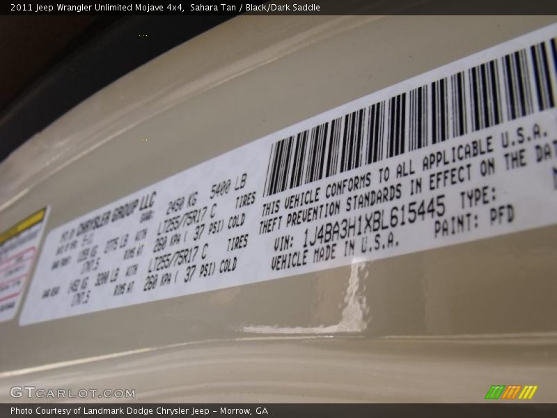 Sahara Tan / Black/Dark Saddle 2011 Jeep Wrangler Unlimited Mojave 4x4
