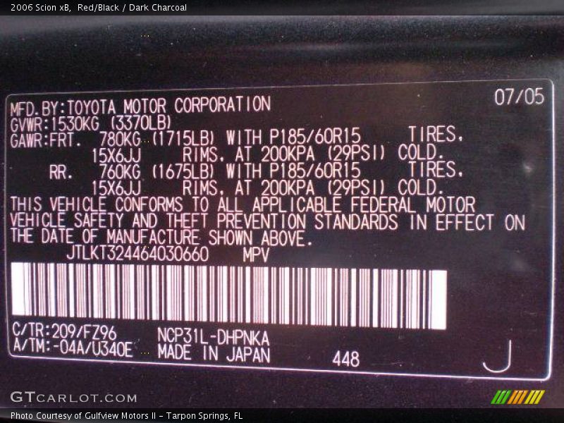 Red/Black / Dark Charcoal 2006 Scion xB