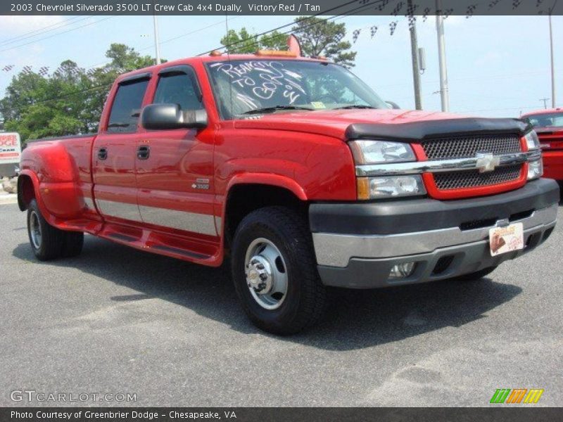 Victory Red / Tan 2003 Chevrolet Silverado 3500 LT Crew Cab 4x4 Dually