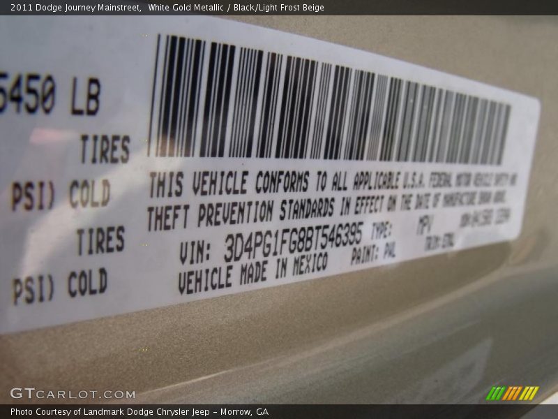 White Gold Metallic / Black/Light Frost Beige 2011 Dodge Journey Mainstreet