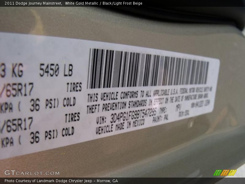 White Gold Metallic / Black/Light Frost Beige 2011 Dodge Journey Mainstreet