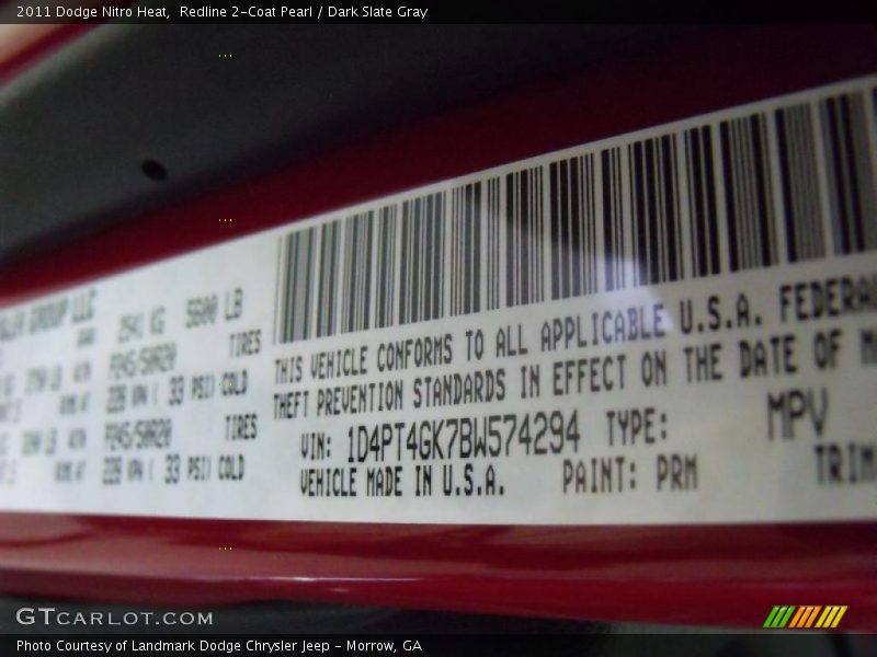 Redline 2-Coat Pearl / Dark Slate Gray 2011 Dodge Nitro Heat