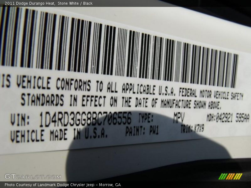 Stone White / Black 2011 Dodge Durango Heat