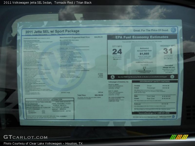 Tornado Red / Titan Black 2011 Volkswagen Jetta SEL Sedan