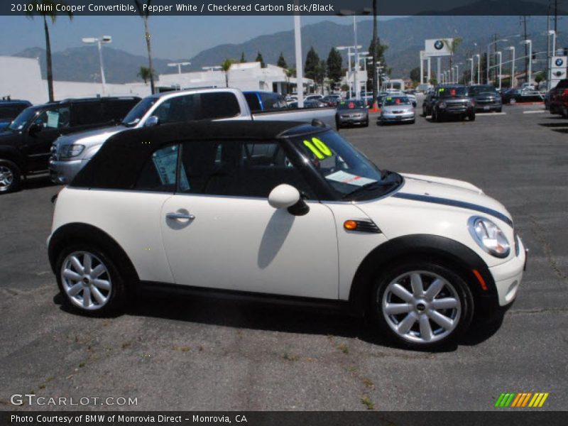 Pepper White / Checkered Carbon Black/Black 2010 Mini Cooper Convertible