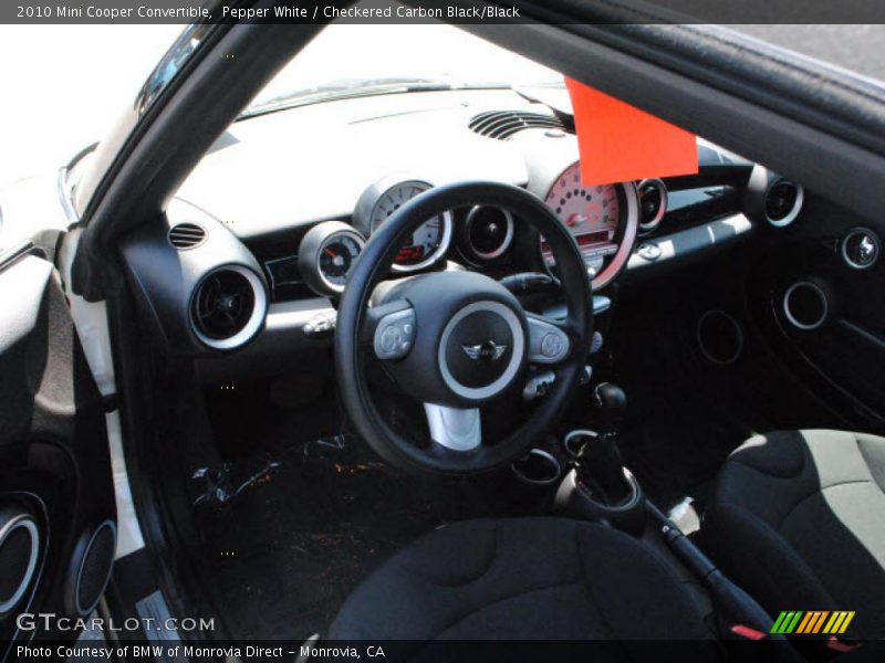 Pepper White / Checkered Carbon Black/Black 2010 Mini Cooper Convertible