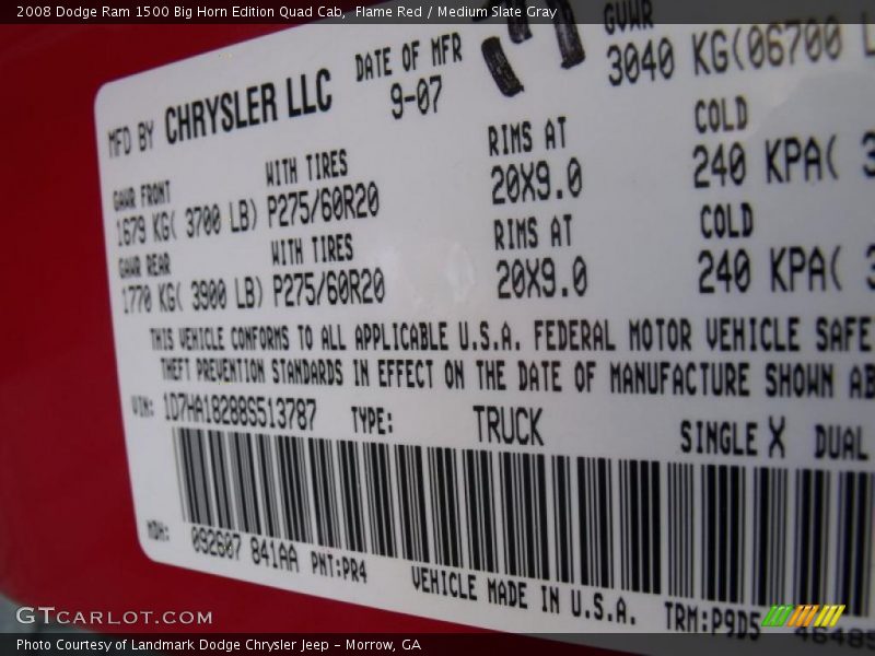 Flame Red / Medium Slate Gray 2008 Dodge Ram 1500 Big Horn Edition Quad Cab