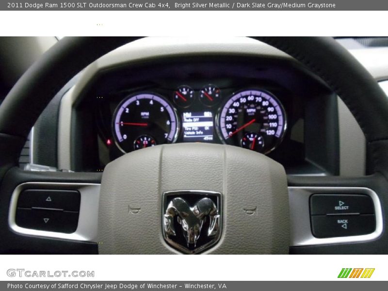 Bright Silver Metallic / Dark Slate Gray/Medium Graystone 2011 Dodge Ram 1500 SLT Outdoorsman Crew Cab 4x4