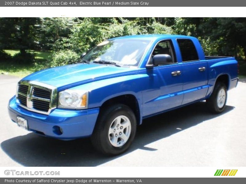 Electric Blue Pearl / Medium Slate Gray 2007 Dodge Dakota SLT Quad Cab 4x4