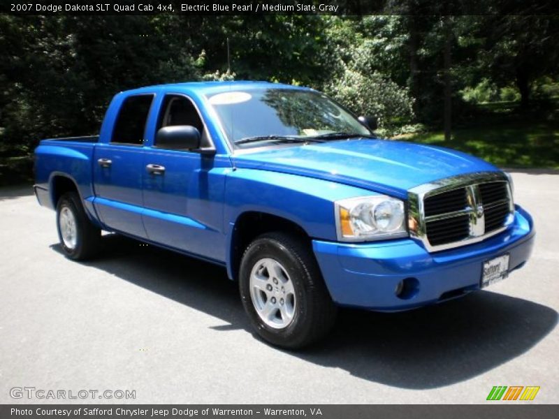 Electric Blue Pearl / Medium Slate Gray 2007 Dodge Dakota SLT Quad Cab 4x4