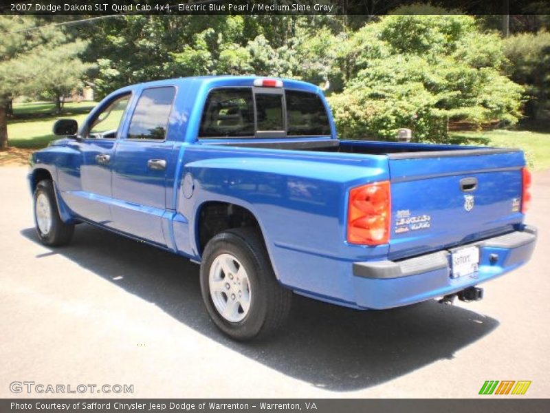 Electric Blue Pearl / Medium Slate Gray 2007 Dodge Dakota SLT Quad Cab 4x4