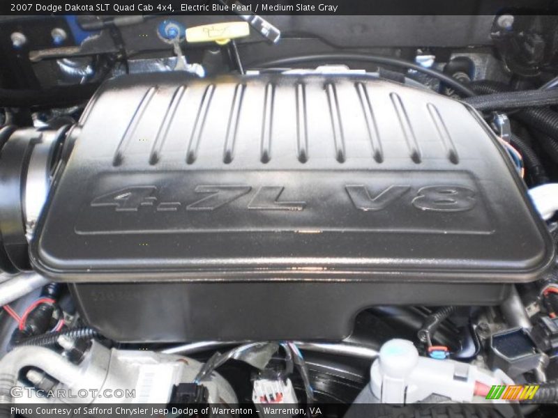 Electric Blue Pearl / Medium Slate Gray 2007 Dodge Dakota SLT Quad Cab 4x4