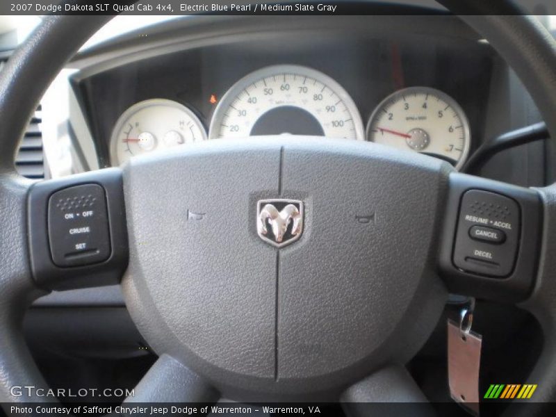 Electric Blue Pearl / Medium Slate Gray 2007 Dodge Dakota SLT Quad Cab 4x4