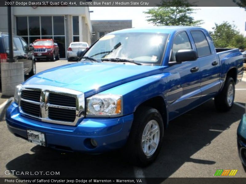 Electric Blue Pearl / Medium Slate Gray 2007 Dodge Dakota SLT Quad Cab 4x4