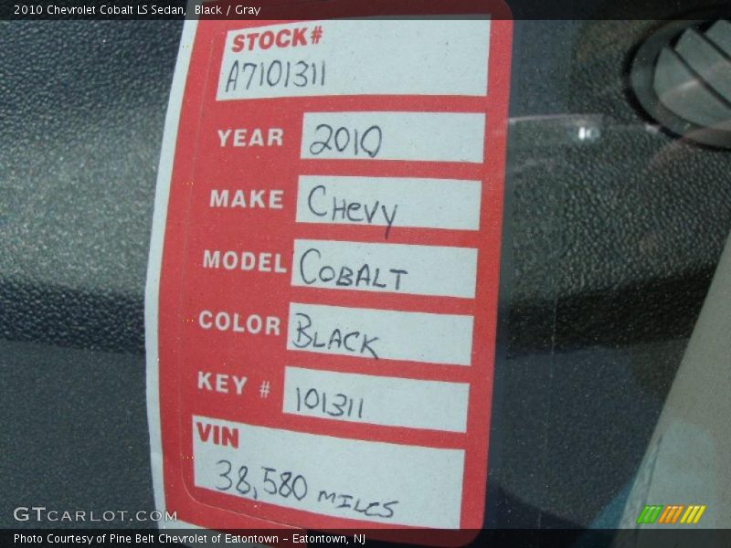 Black / Gray 2010 Chevrolet Cobalt LS Sedan