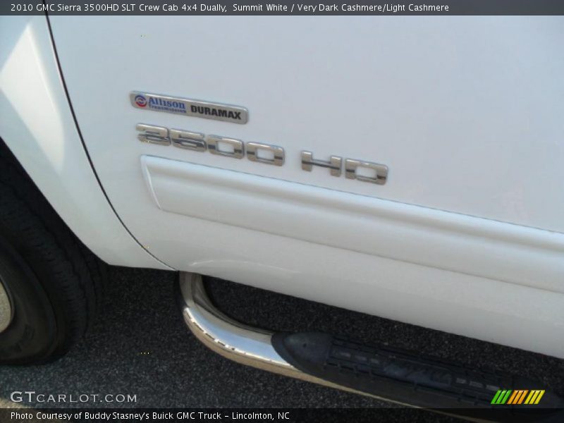 Summit White / Very Dark Cashmere/Light Cashmere 2010 GMC Sierra 3500HD SLT Crew Cab 4x4 Dually