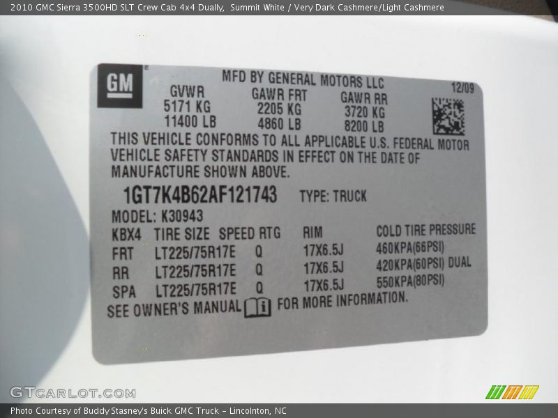 Summit White / Very Dark Cashmere/Light Cashmere 2010 GMC Sierra 3500HD SLT Crew Cab 4x4 Dually