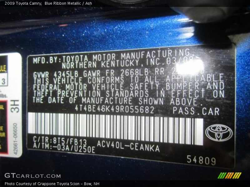 Blue Ribbon Metallic / Ash 2009 Toyota Camry