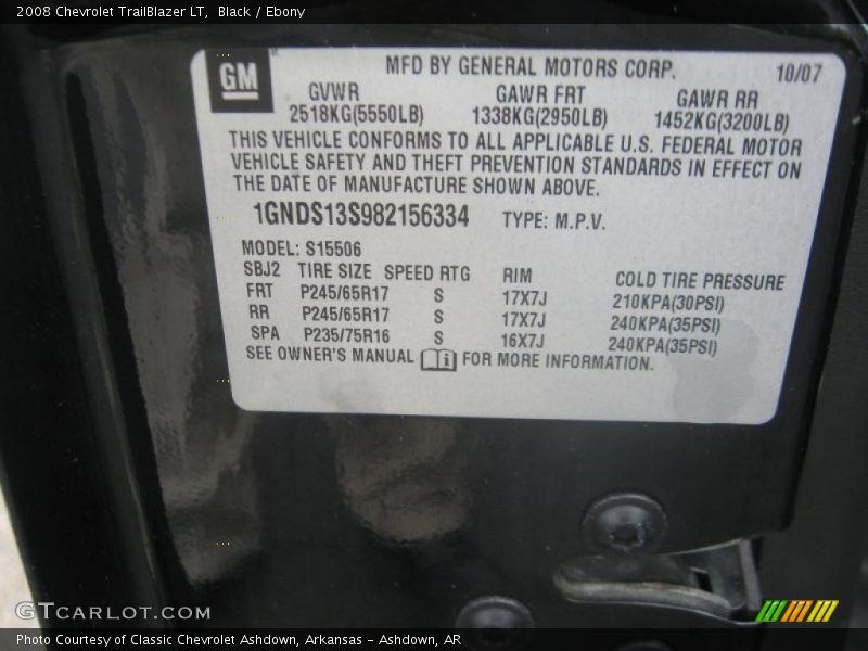 Black / Ebony 2008 Chevrolet TrailBlazer LT