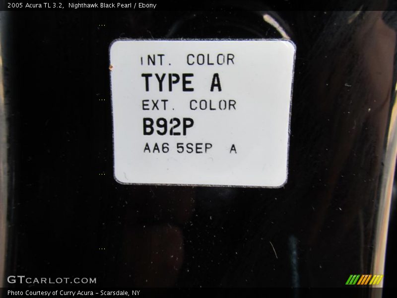 Nighthawk Black Pearl / Ebony 2005 Acura TL 3.2