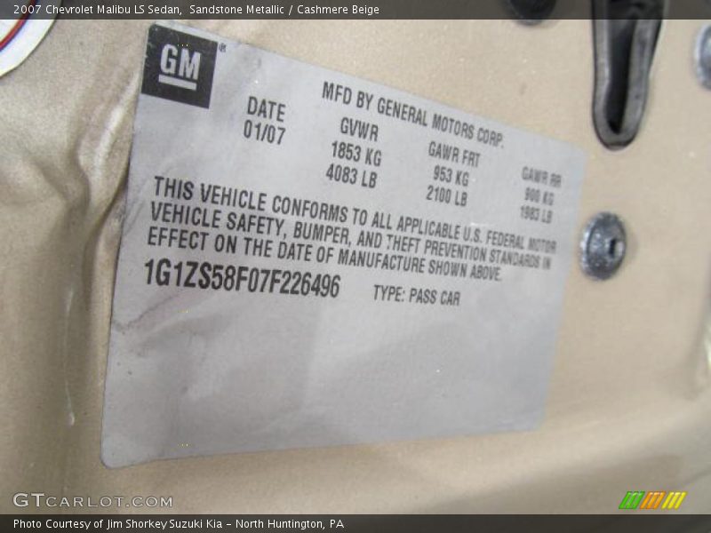 Sandstone Metallic / Cashmere Beige 2007 Chevrolet Malibu LS Sedan