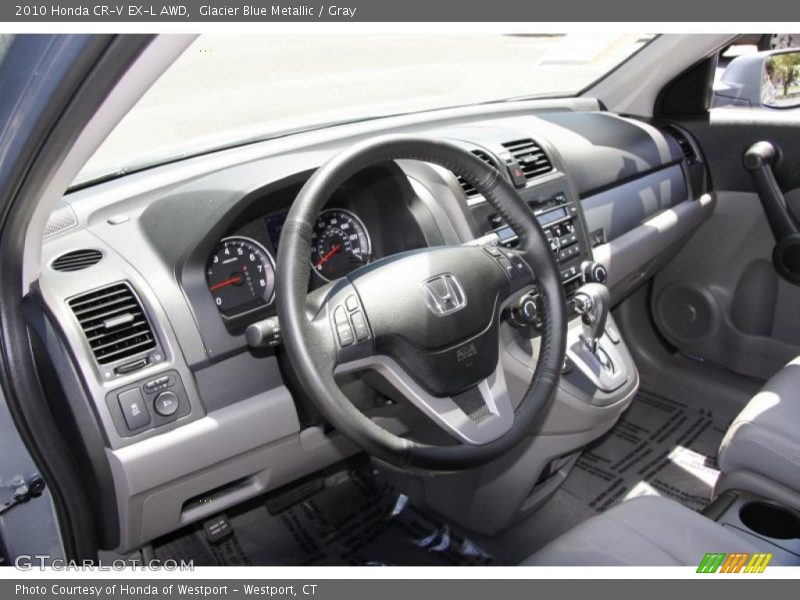 Glacier Blue Metallic / Gray 2010 Honda CR-V EX-L AWD