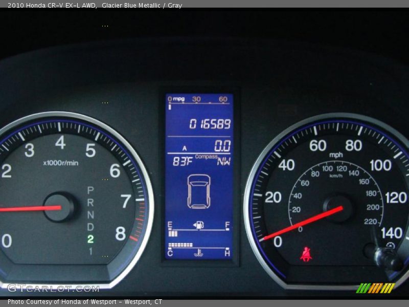 Glacier Blue Metallic / Gray 2010 Honda CR-V EX-L AWD